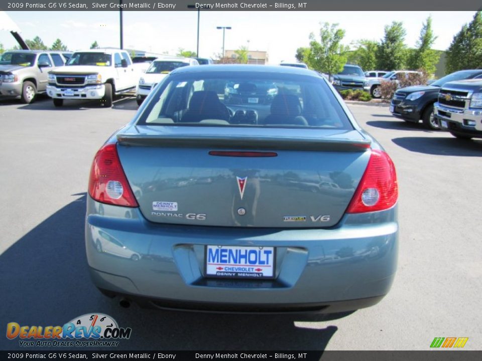 2009 Pontiac G6 V6 Sedan Silver Green Metallic / Ebony Photo #6