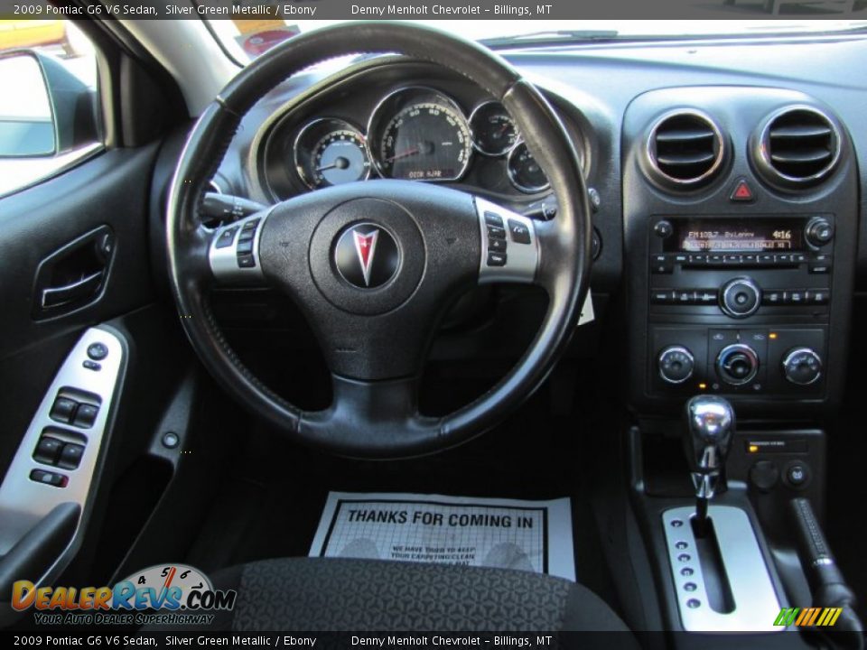 2009 Pontiac G6 V6 Sedan Silver Green Metallic / Ebony Photo #9