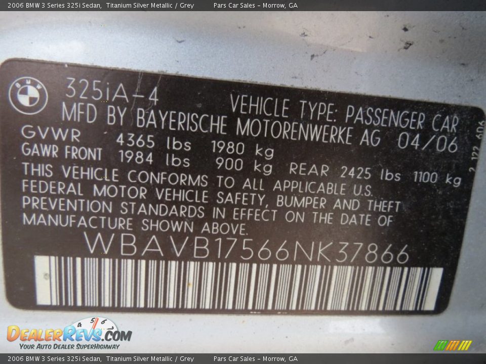 2006 BMW 3 Series 325i Sedan Titanium Silver Metallic / Grey Photo #16