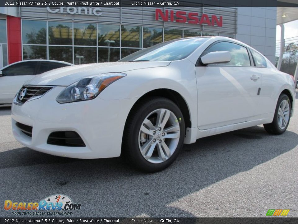2012 Nissan Altima 2.5 S Coupe Winter Frost White / Charcoal Photo #1
