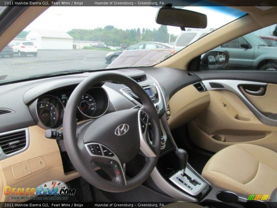 2011 Hyundai Elantra GLS Pearl White / Beige Photo #12