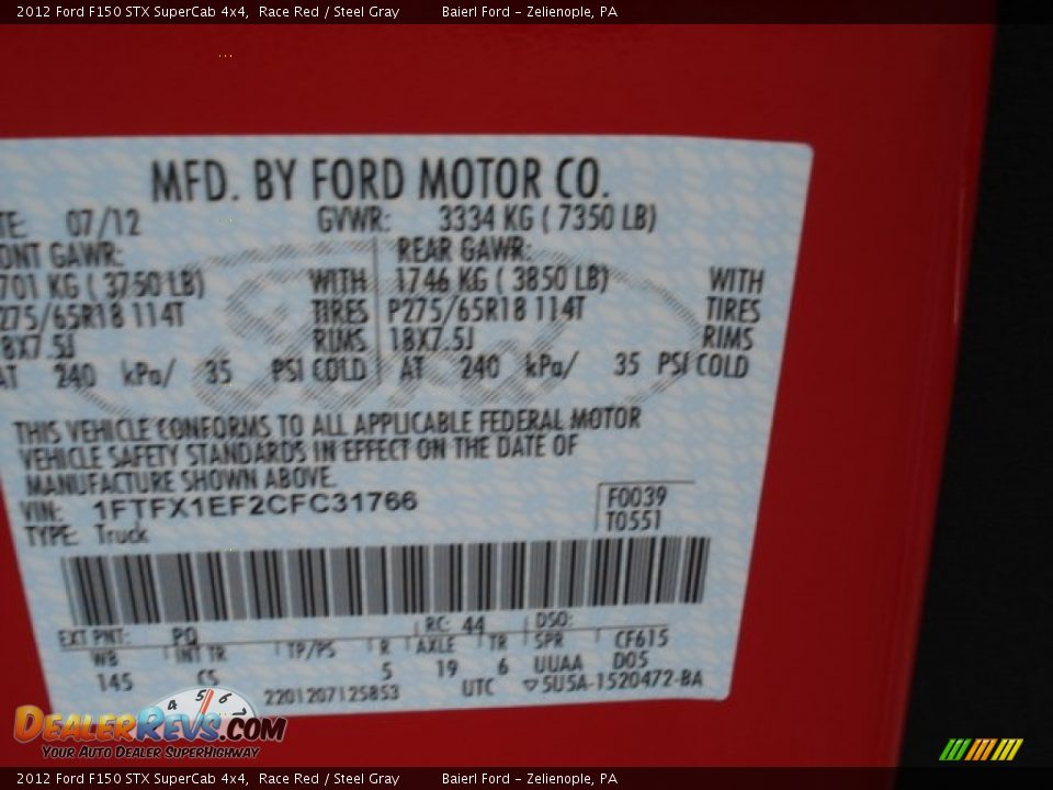 2012 Ford F150 STX SuperCab 4x4 Race Red / Steel Gray Photo #20