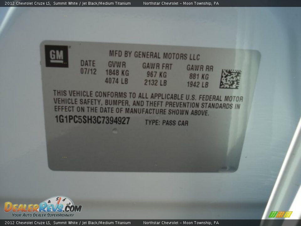 2012 Chevrolet Cruze LS Summit White / Jet Black/Medium Titanium Photo #20