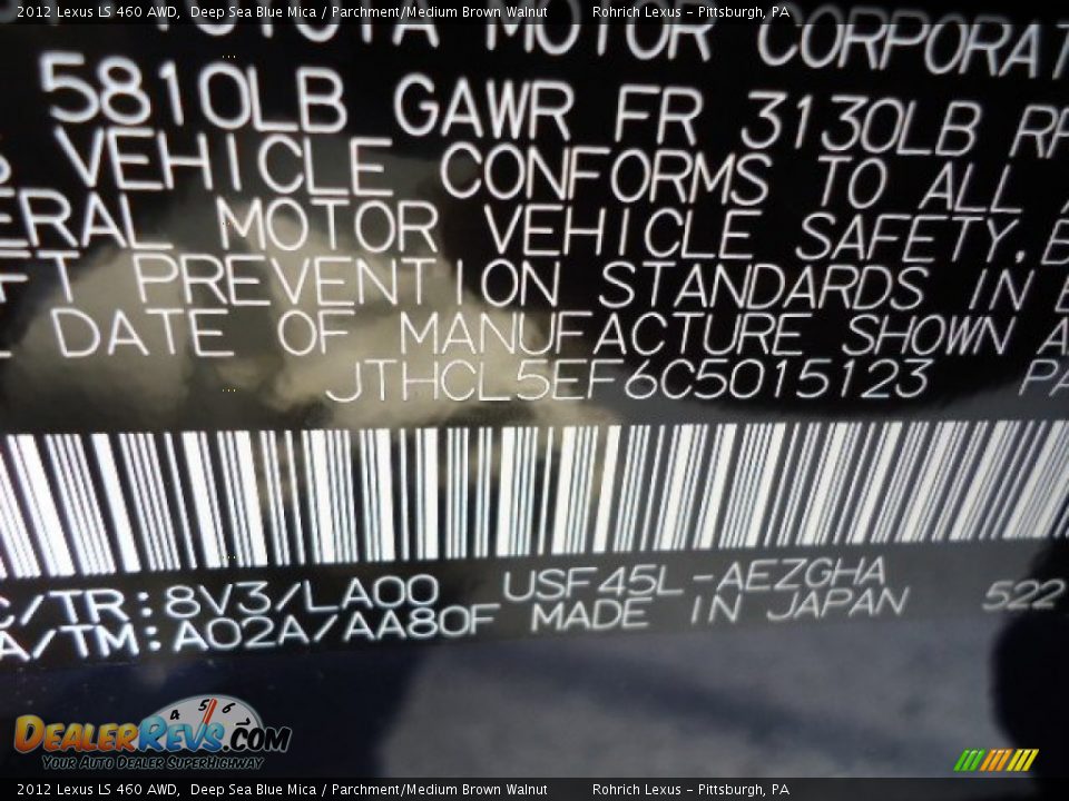 2012 Lexus LS 460 AWD Deep Sea Blue Mica / Parchment/Medium Brown Walnut Photo #16