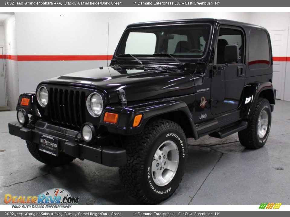 2002 Jeep Wrangler Sahara 4x4 Black / Camel Beige/Dark Green Photo #3