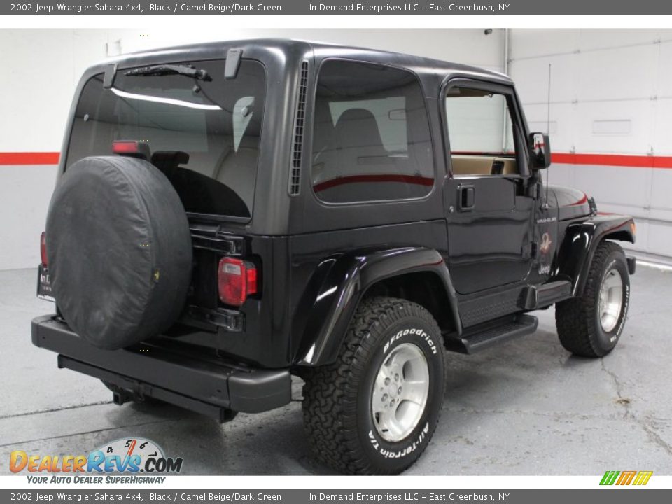 2002 Jeep Wrangler Sahara 4x4 Black / Camel Beige/Dark Green Photo #7