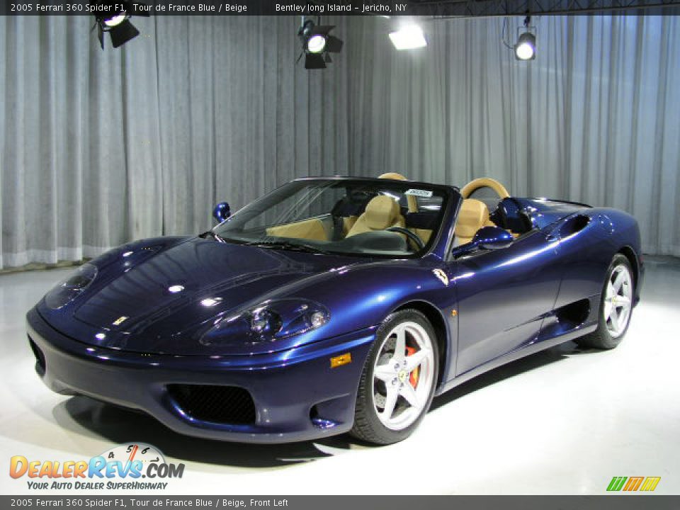 2005 Ferrari 360 Spider F1, Tour de France Blue / Beige, Front Left - 2005 Ferrari 360