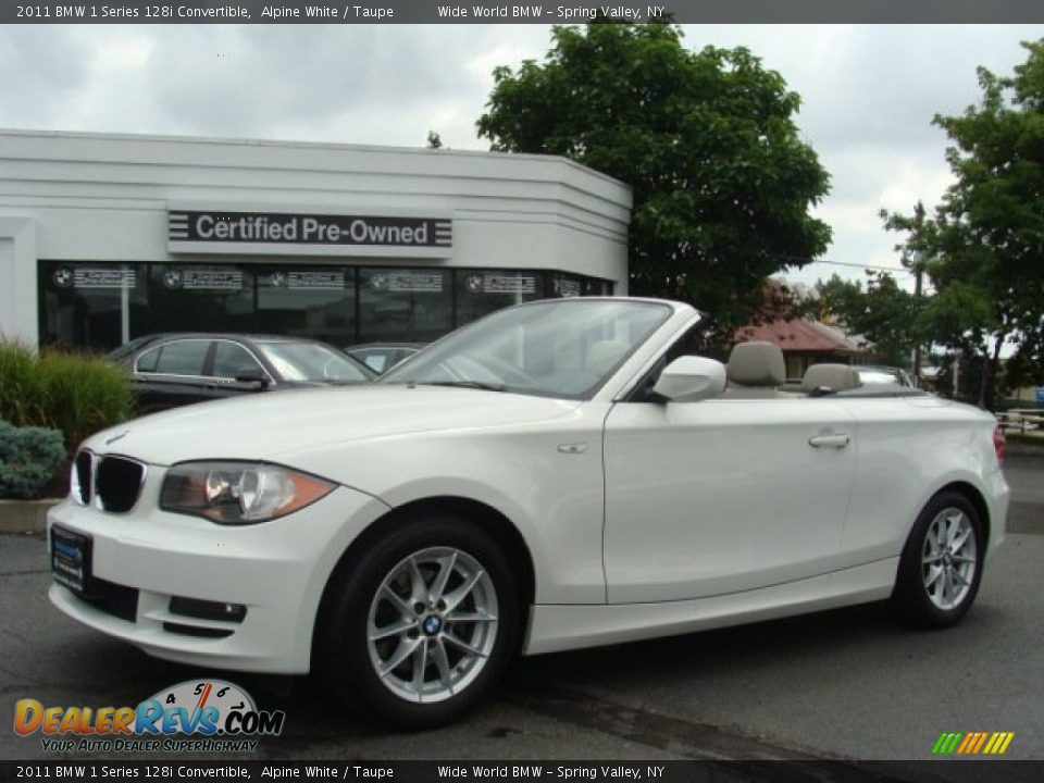 2011 BMW 1 Series 128i Convertible Alpine White / Taupe Photo #1