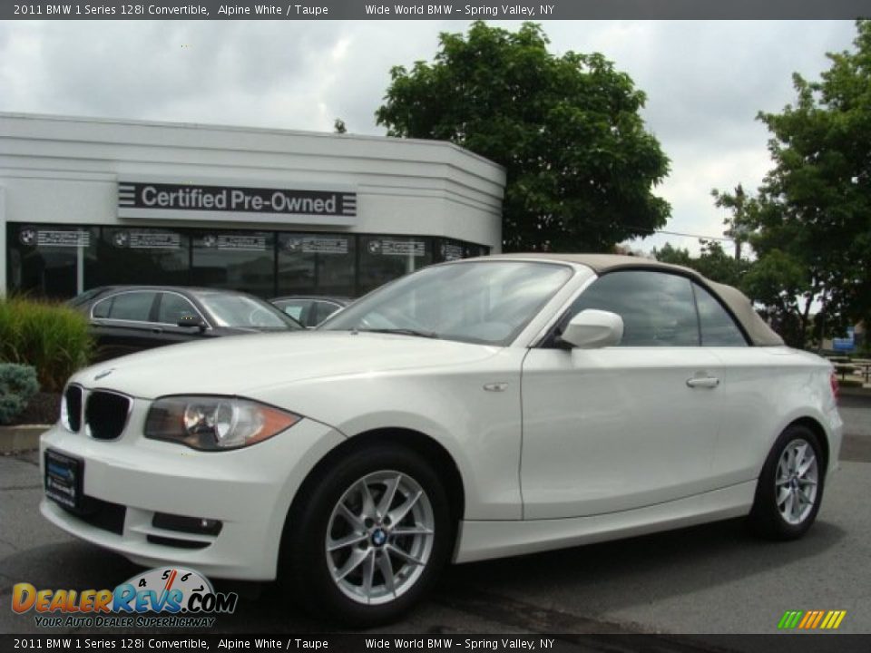 2011 BMW 1 Series 128i Convertible Alpine White / Taupe Photo #2