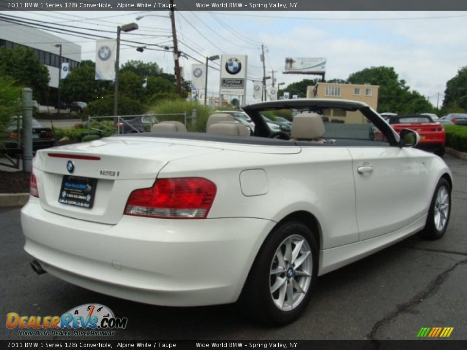 2011 BMW 1 Series 128i Convertible Alpine White / Taupe Photo #5