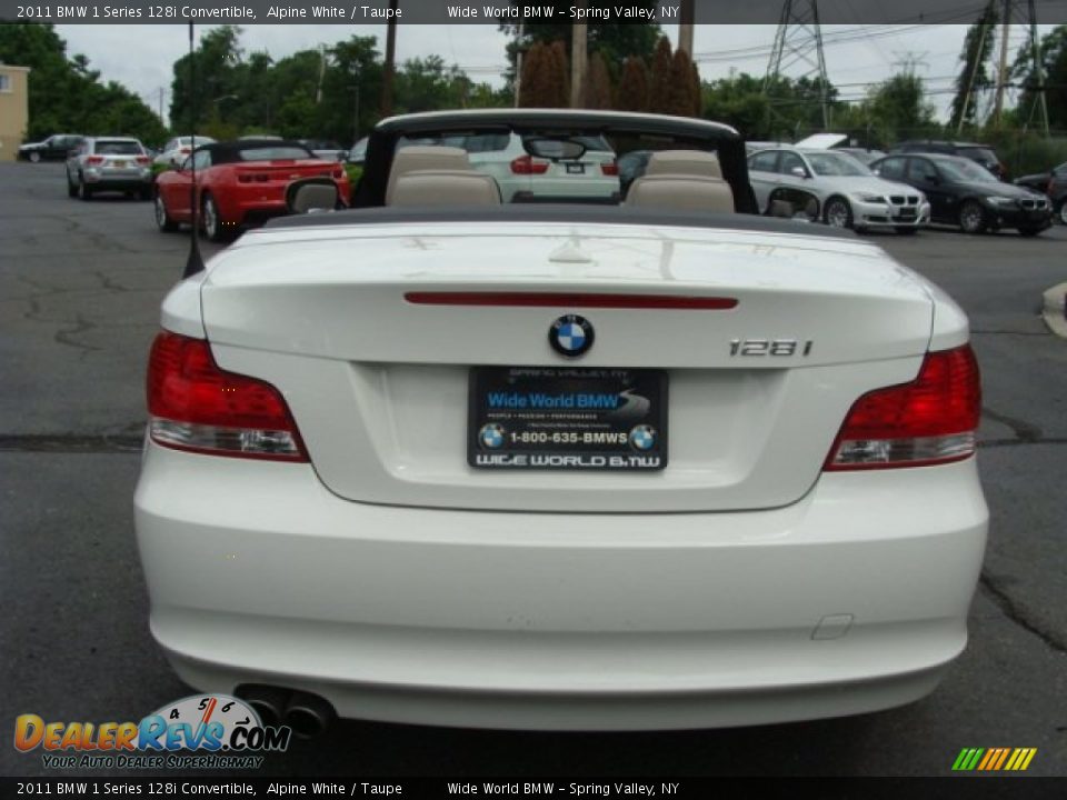 2011 BMW 1 Series 128i Convertible Alpine White / Taupe Photo #6