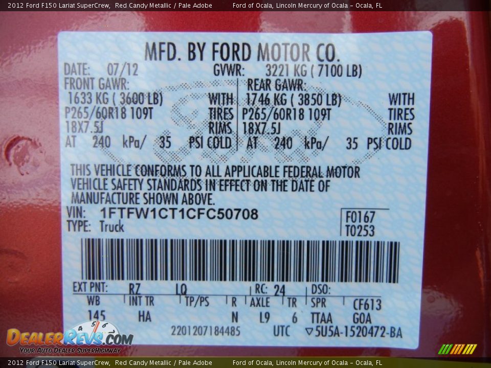 2012 Ford F150 Lariat SuperCrew Red Candy Metallic / Pale Adobe Photo #13