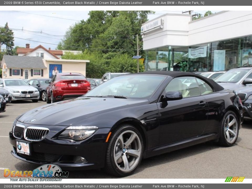 2009 BMW 6 Series 650i Convertible Carbon Black Metallic / Cream Beige Dakota Leather Photo #1