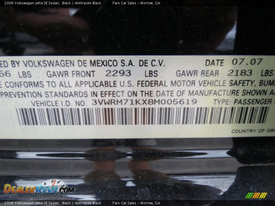 2008 Volkswagen Jetta SE Sedan Black / Anthracite Black Photo #16