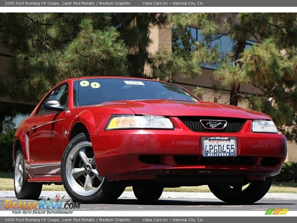 2000 Ford Mustang V6 Coupe Laser Red Metallic / Medium Graphite Photo #1