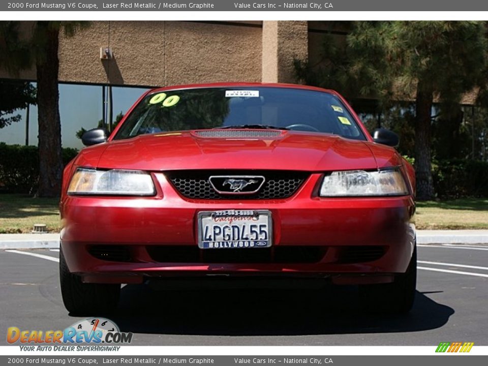 2000 Ford Mustang V6 Coupe Laser Red Metallic / Medium Graphite Photo #3