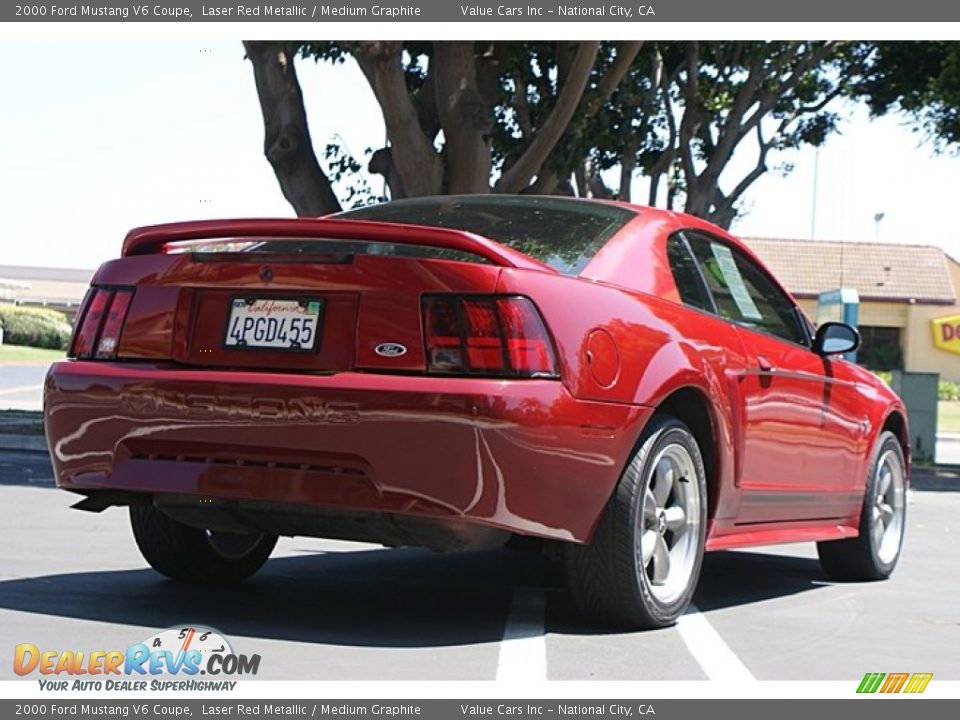 2000 Ford Mustang V6 Coupe Laser Red Metallic / Medium Graphite Photo #5