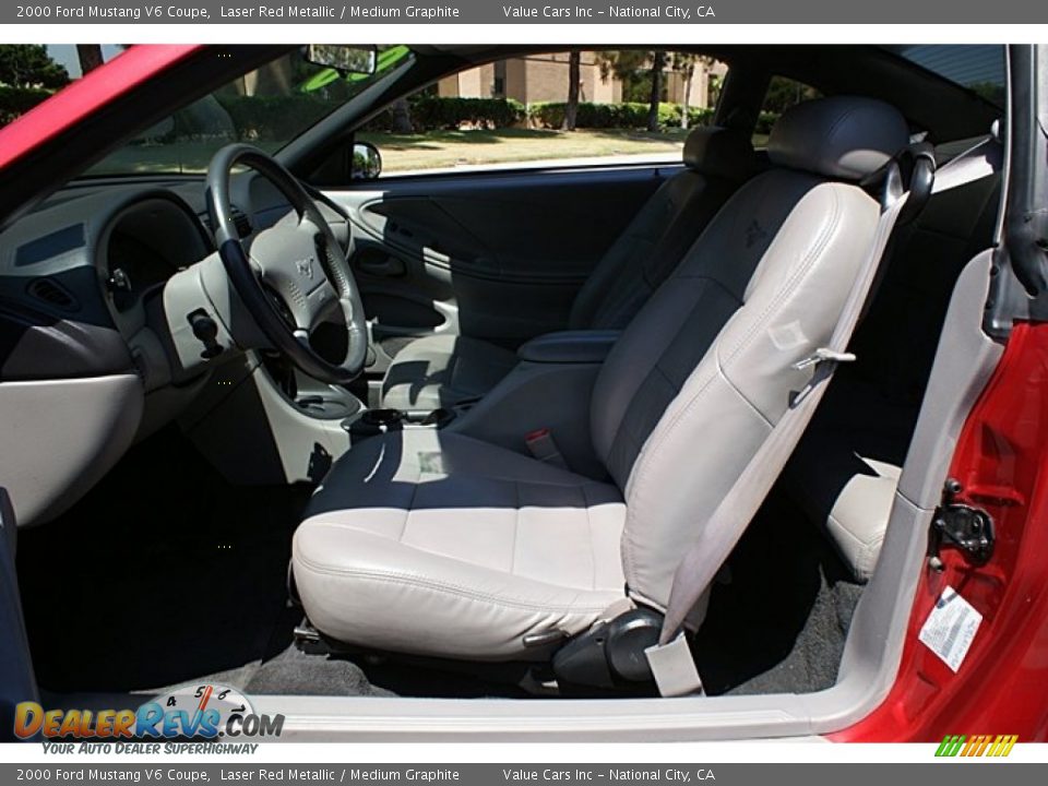 2000 Ford Mustang V6 Coupe Laser Red Metallic / Medium Graphite Photo #14