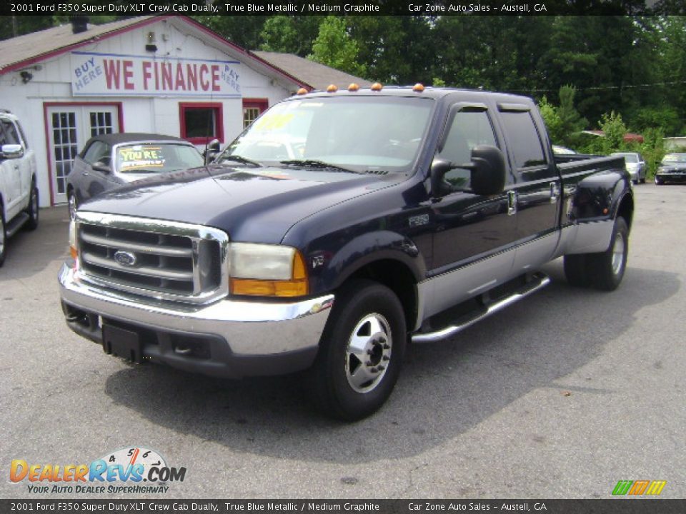 2001 Ford F350 Super Duty XLT Crew Cab Dually True Blue Metallic / Medium Graphite Photo #1