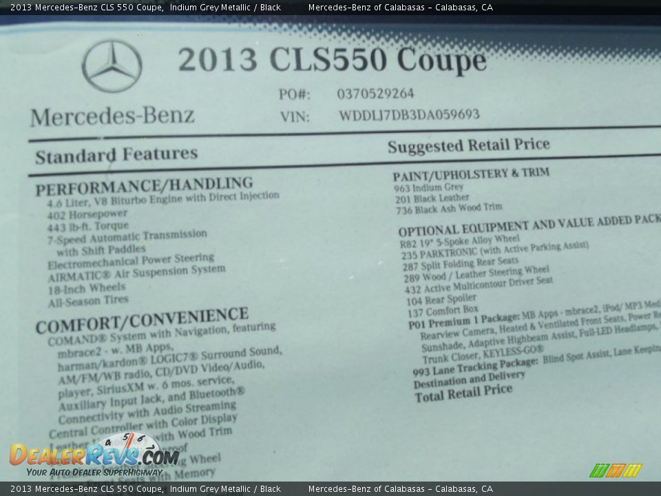 2013 Mercedes-Benz CLS 550 Coupe Window Sticker Photo #14