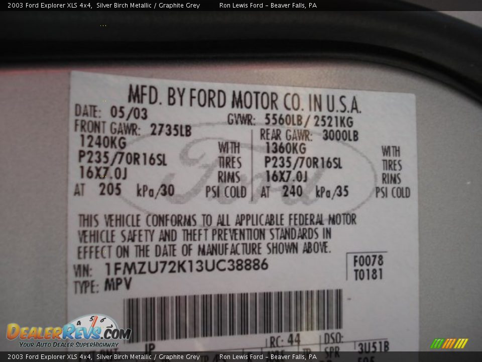 2003 Ford Explorer XLS 4x4 Silver Birch Metallic / Graphite Grey Photo #18