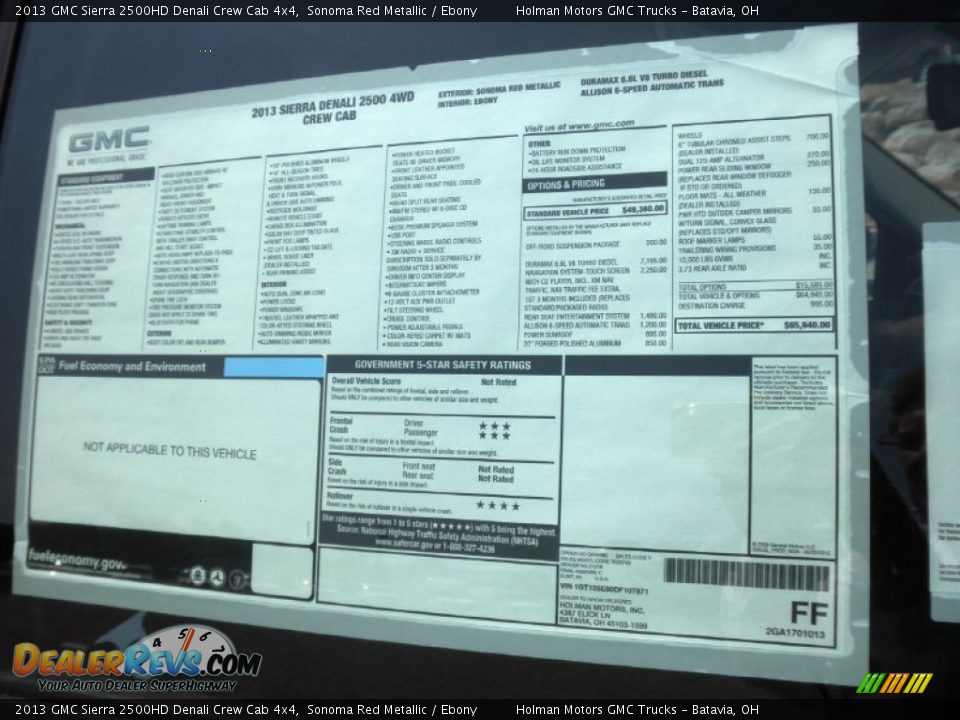 2013 GMC Sierra 2500HD Denali Crew Cab 4x4 Window Sticker Photo #25