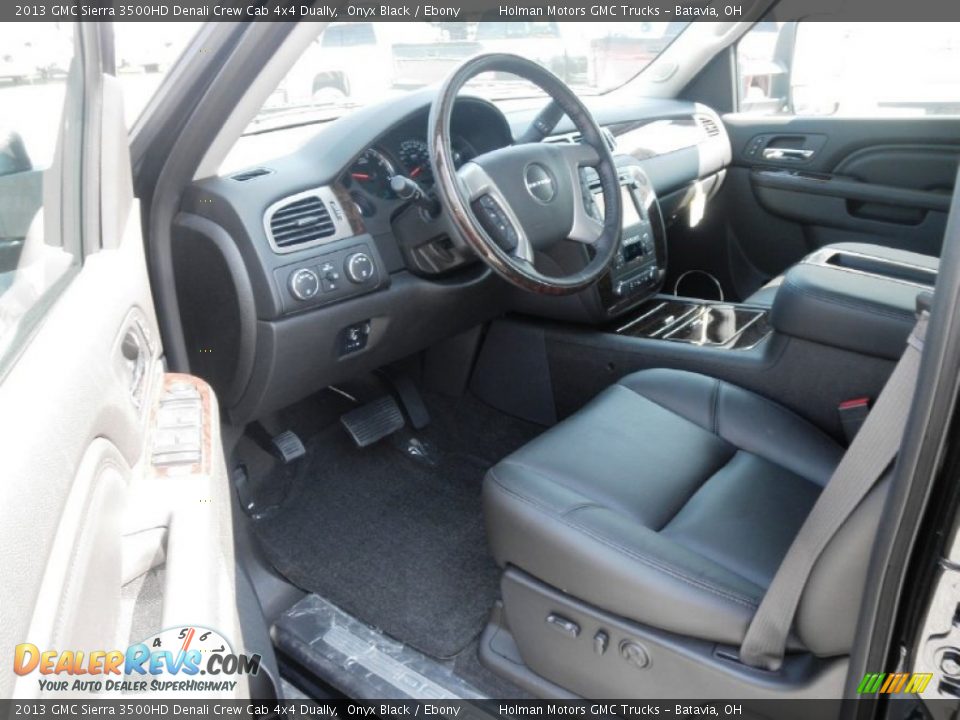 Ebony Interior - 2013 GMC Sierra 3500HD Denali Crew Cab 4x4 Dually Photo #7