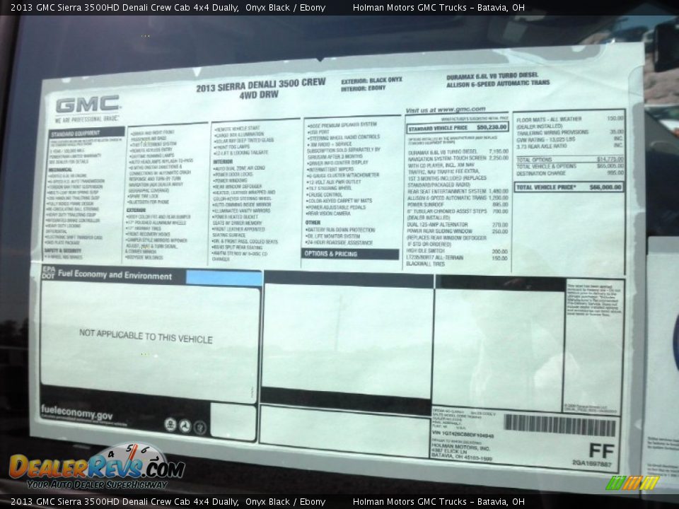 2013 GMC Sierra 3500HD Denali Crew Cab 4x4 Dually Window Sticker Photo #26