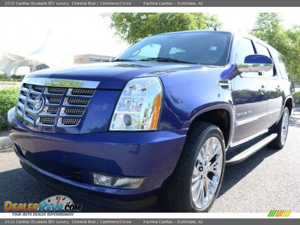 2010 Cadillac Escalade ESV Luxury Celestial Blue / Cashmere/Cocoa Photo #7