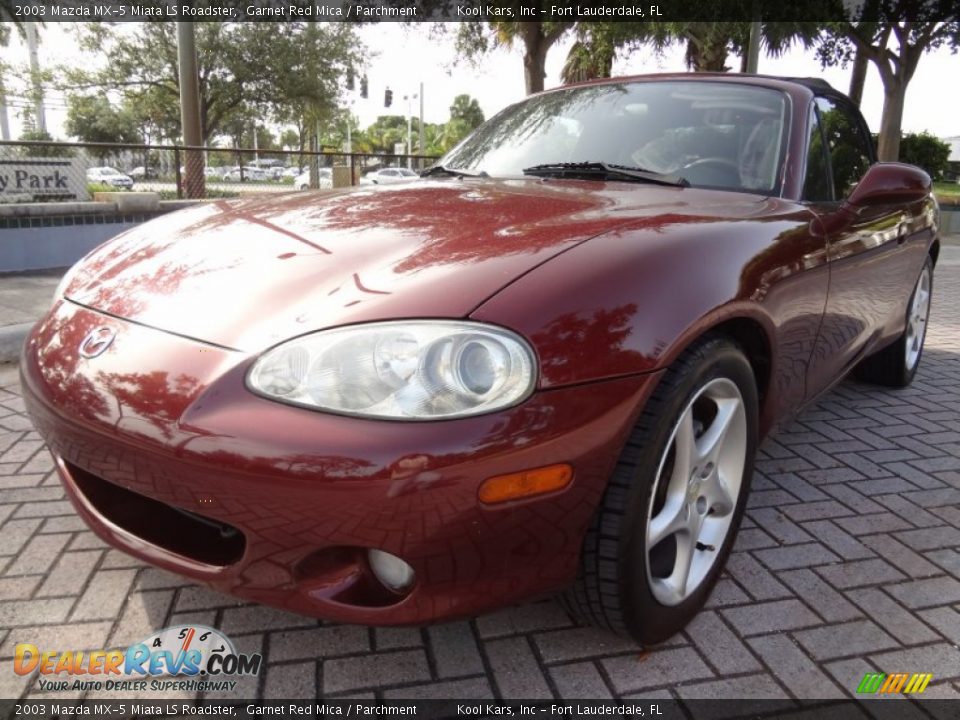 2003 Mazda MX-5 Miata LS Roadster Garnet Red Mica / Parchment Photo #2