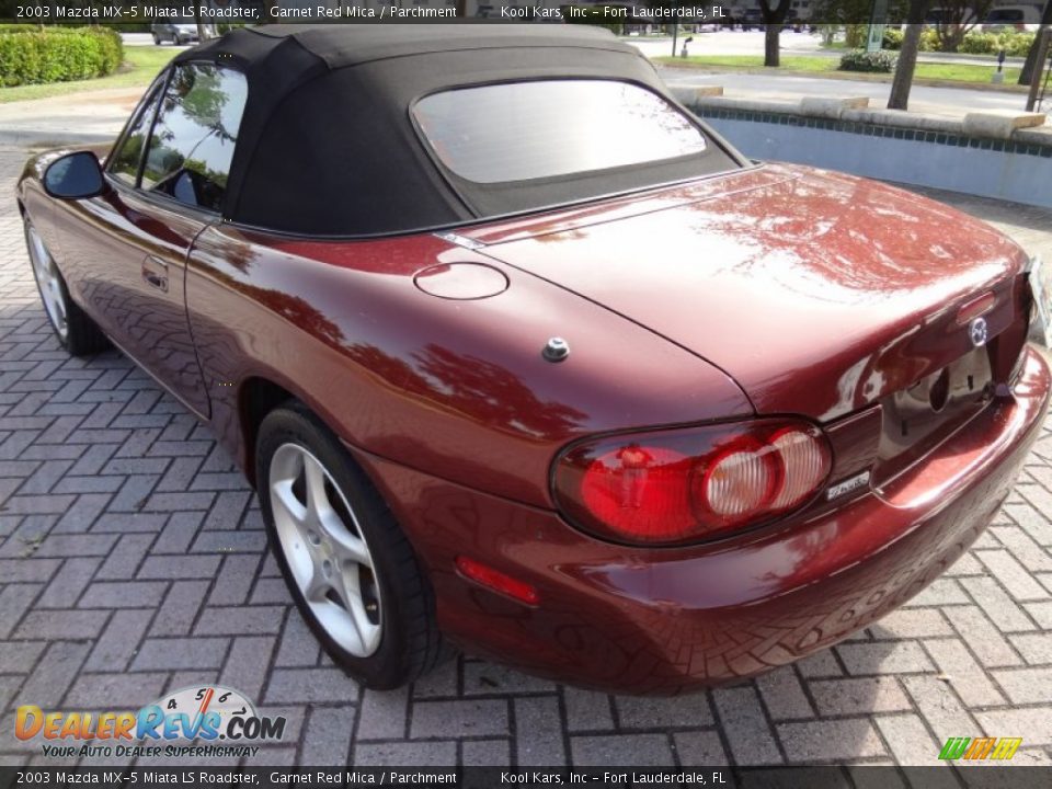 2003 Mazda MX-5 Miata LS Roadster Garnet Red Mica / Parchment Photo #8