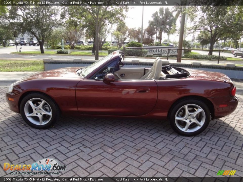 2003 Mazda MX-5 Miata LS Roadster Garnet Red Mica / Parchment Photo #9