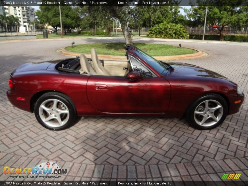 2003 Mazda MX-5 Miata LS Roadster Garnet Red Mica / Parchment Photo #10