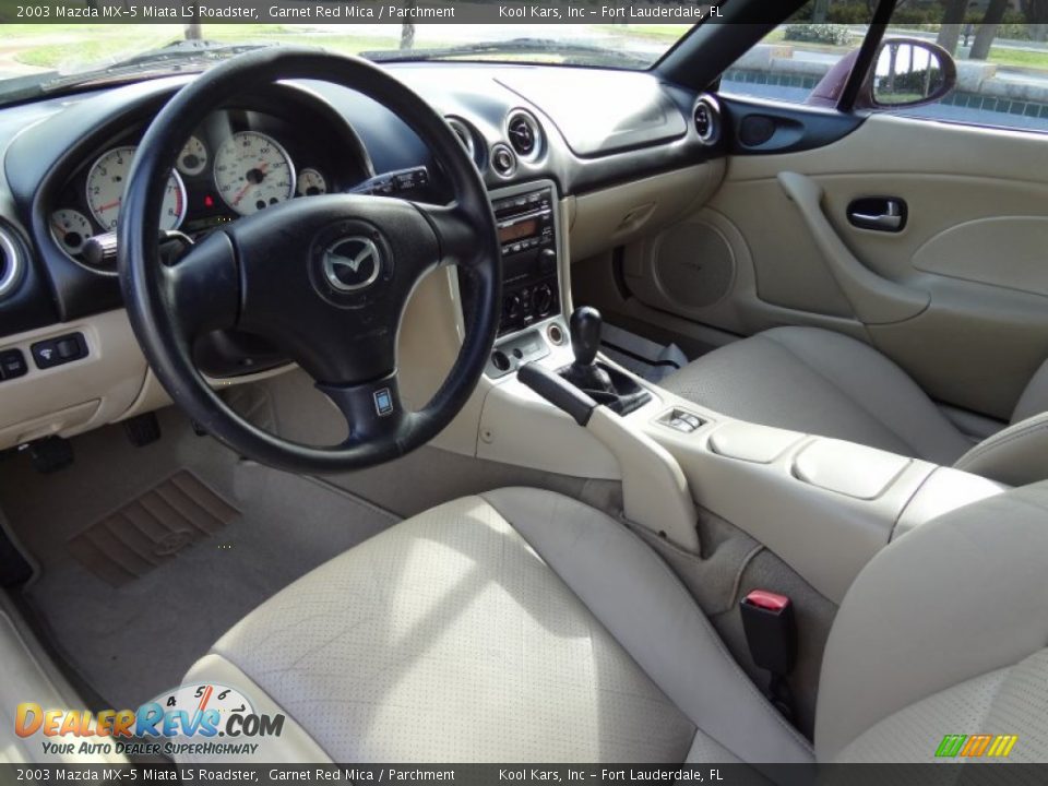 Parchment Interior - 2003 Mazda MX-5 Miata LS Roadster Photo #12