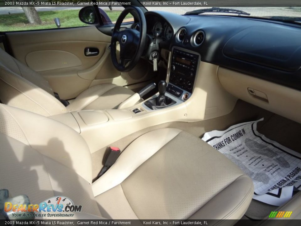 Parchment Interior - 2003 Mazda MX-5 Miata LS Roadster Photo #14
