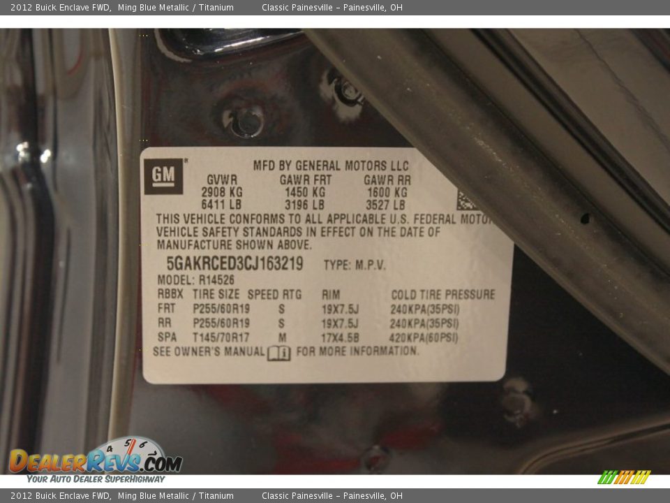 2012 Buick Enclave FWD Ming Blue Metallic / Titanium Photo #33