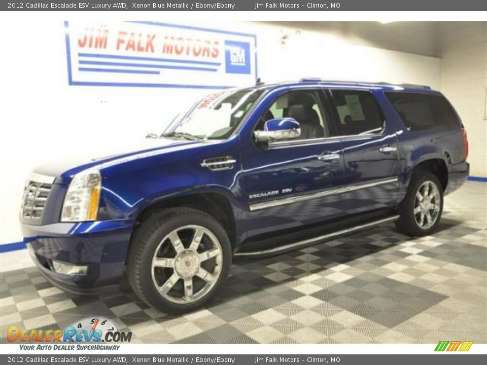 2012 Cadillac Escalade ESV Luxury AWD Xenon Blue Metallic / Ebony/Ebony Photo #2