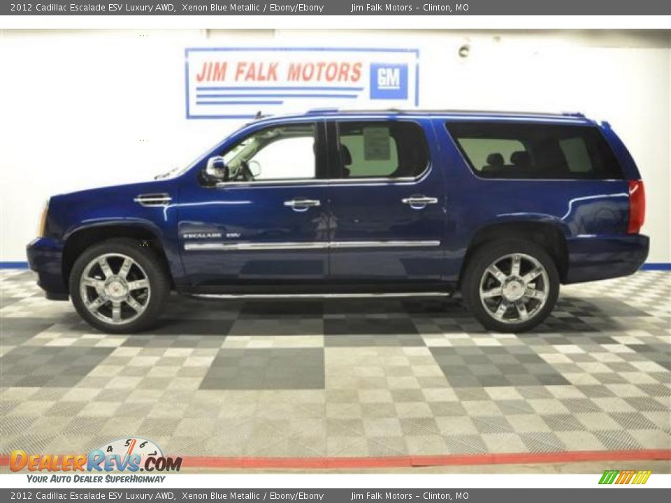 2012 Cadillac Escalade ESV Luxury AWD Xenon Blue Metallic / Ebony/Ebony Photo #3