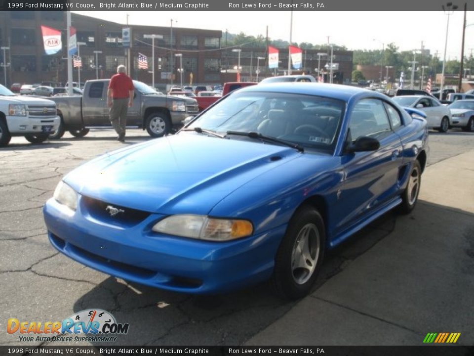 1998 Ford Mustang V6 Coupe Bright Atlantic Blue / Medium Graphite Photo #3