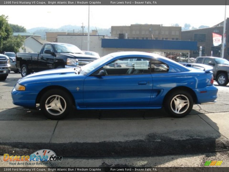 1998 Ford Mustang V6 Coupe Bright Atlantic Blue / Medium Graphite Photo #4