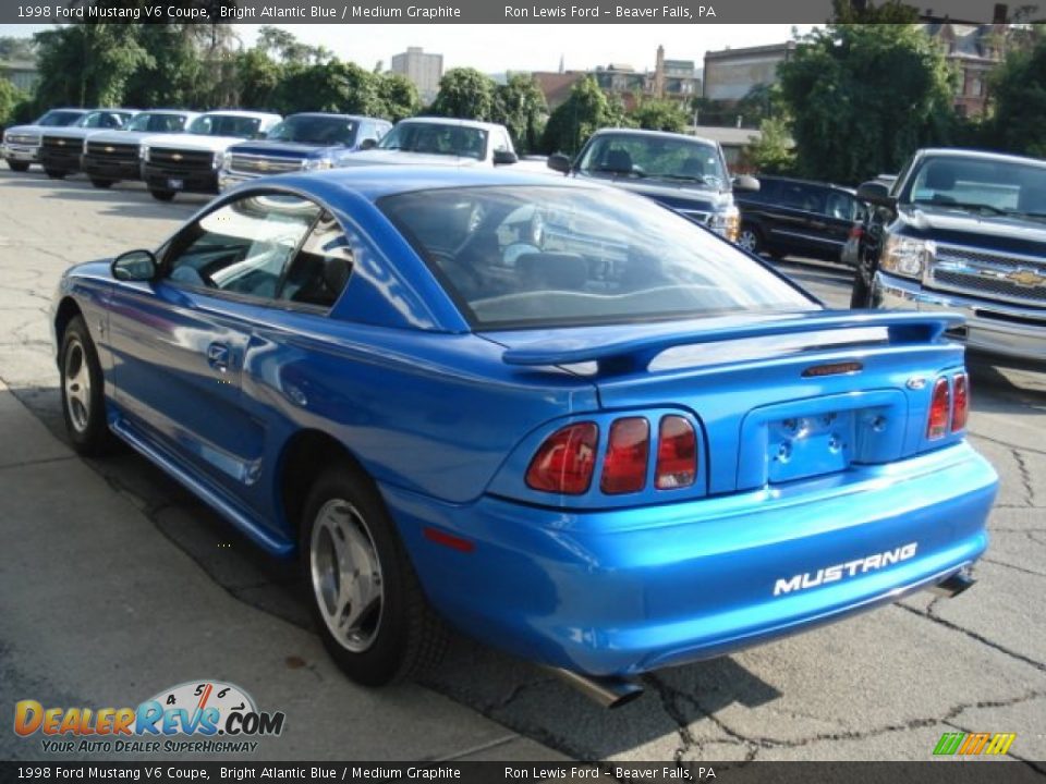 1998 Ford Mustang V6 Coupe Bright Atlantic Blue / Medium Graphite Photo #5