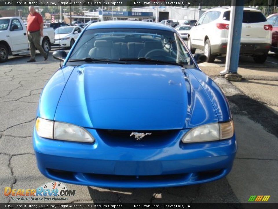 1998 Ford Mustang V6 Coupe Bright Atlantic Blue / Medium Graphite Photo #23