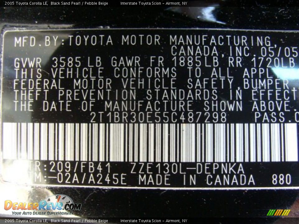 2005 Toyota Corolla LE Black Sand Pearl / Pebble Beige Photo #27