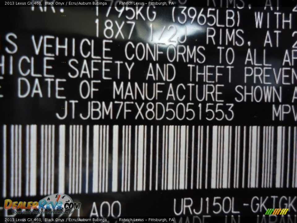 2013 Lexus GX 460 Black Onyx / Ecru/Auburn Bubinga Photo #16