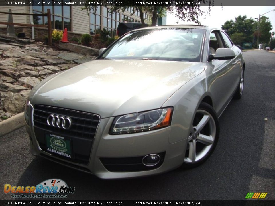 2010 Audi A5 2.0T quattro Coupe Sahara Silver Metallic / Linen Beige Photo #1