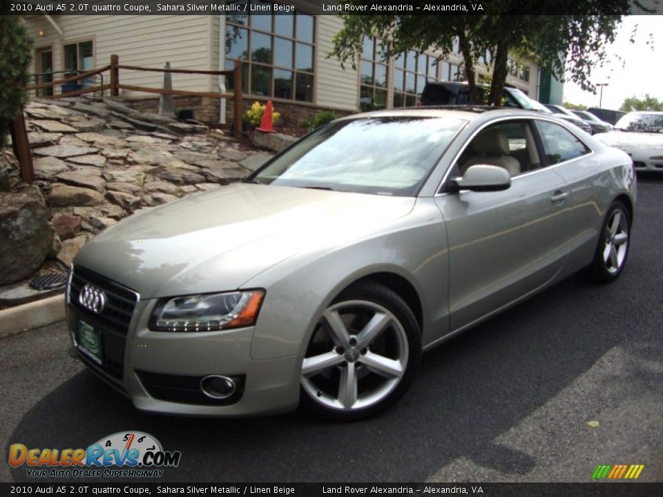 2010 Audi A5 2.0T quattro Coupe Sahara Silver Metallic / Linen Beige Photo #2