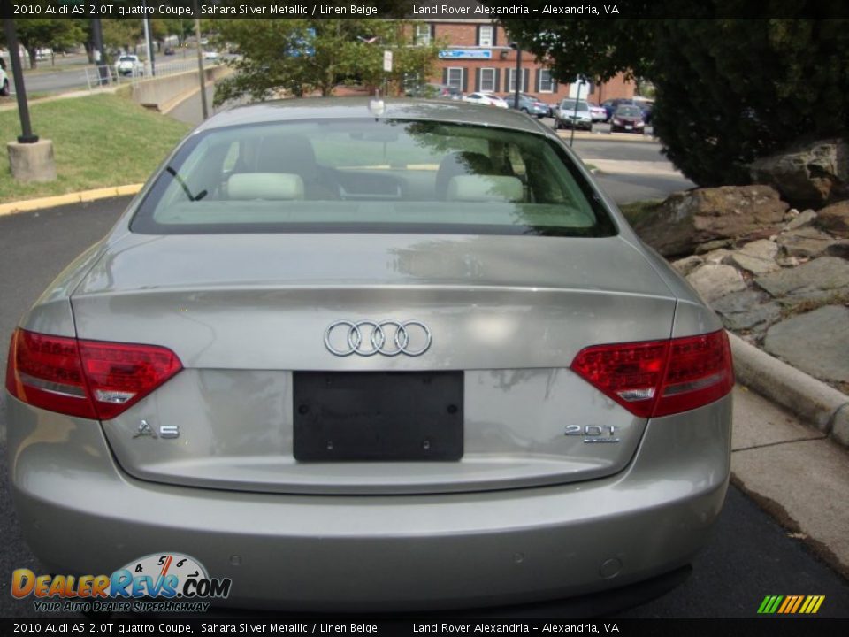 2010 Audi A5 2.0T quattro Coupe Sahara Silver Metallic / Linen Beige Photo #10