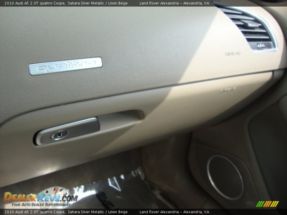 2010 Audi A5 2.0T quattro Coupe Sahara Silver Metallic / Linen Beige Photo #31