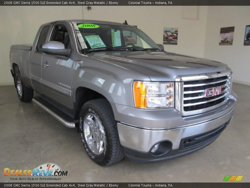 2008 GMC Sierra 1500 SLE Extended Cab 4x4 Steel Gray Metallic / Ebony Photo #9