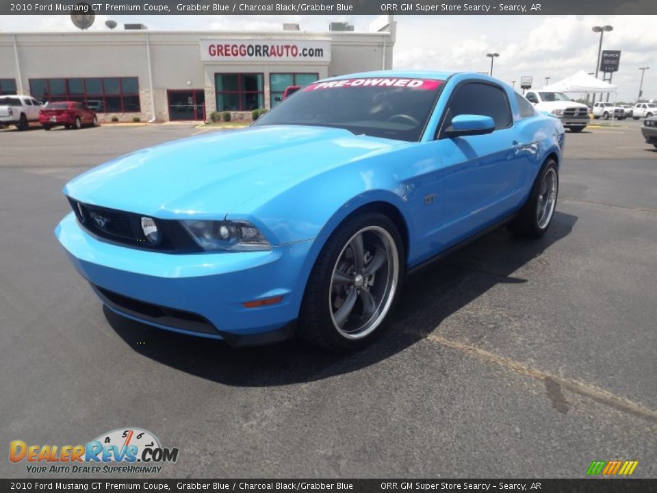 2010 Ford Mustang GT Premium Coupe Grabber Blue / Charcoal Black/Grabber Blue Photo #1